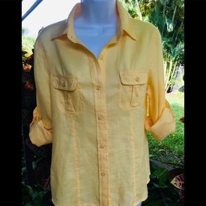 JILLIAN JONES , 100% linen  blouse , buttoned , M